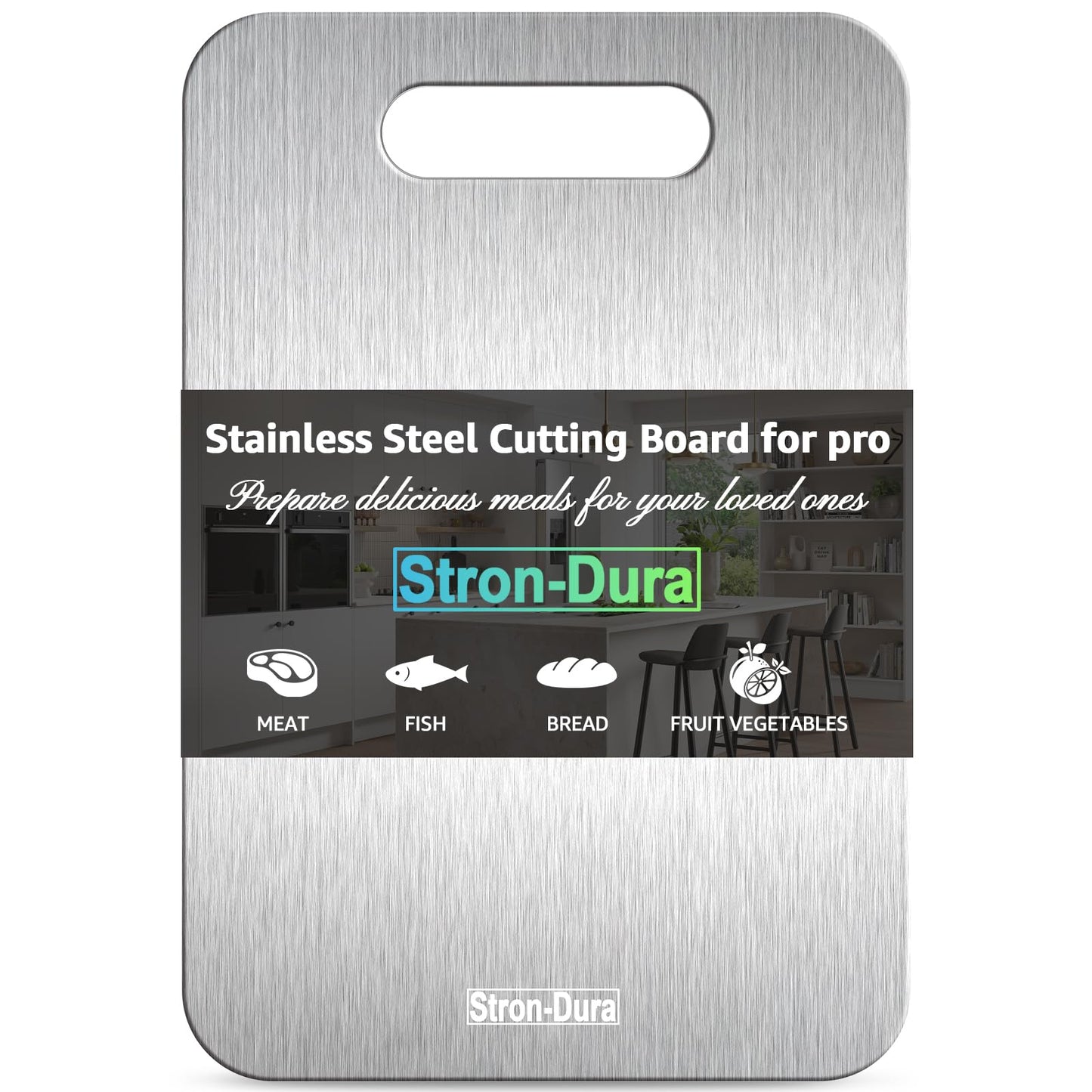 Stron- Dura Cutting Board - 304 Food Grade Stainless Steel Cutting Boards for Kitchen- for cutting Meat, Fruit, Vegetables, Outdoor or Indoor 11.5" X 8" (1, Small)